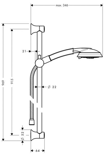 Душевой набор Raindance Classic 100 AIR3jet/Unica'Classic 0,90 м, ½’ Hansgrohe. Технические характеристики