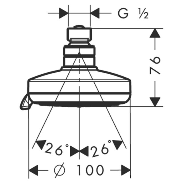 Верхний душ Croma 100 Multi, ½’ Hansgrohe. Технические характеристики