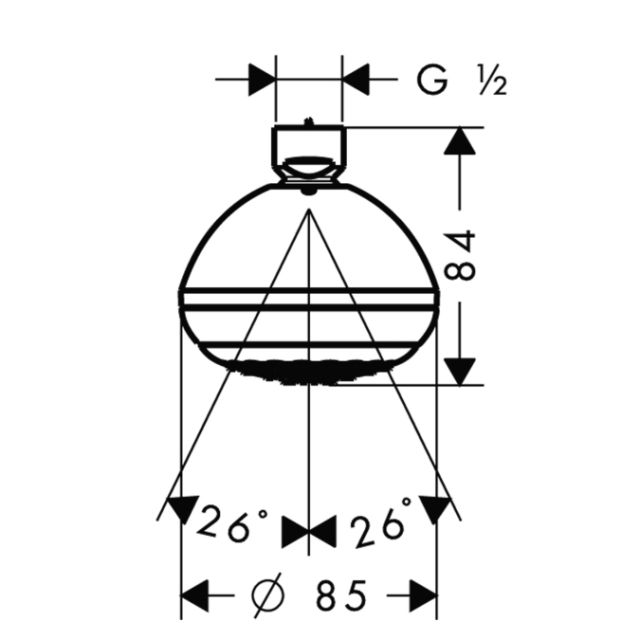 Верхний душ Crometta 85 Green 1jet, ½’ Hansgrohe. Технические характеристики