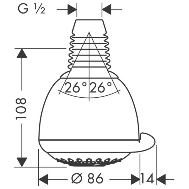 Верхний душ Croma 2jet, ½’ Hansgrohe. Технические характеристики