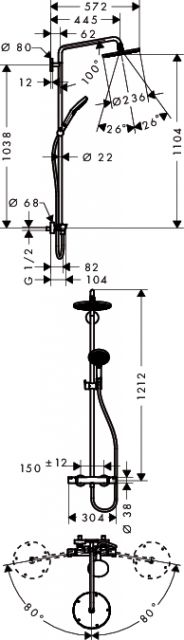 Raindance Select S 240 Showerpipe, ½’ Hansgrohe. Технические характеристики