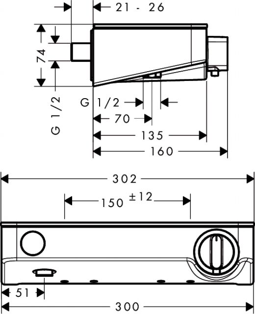 Термостат для душа Shower TabletSelect 300 BM  ½‘ Hansgrohe. Технические характеристики