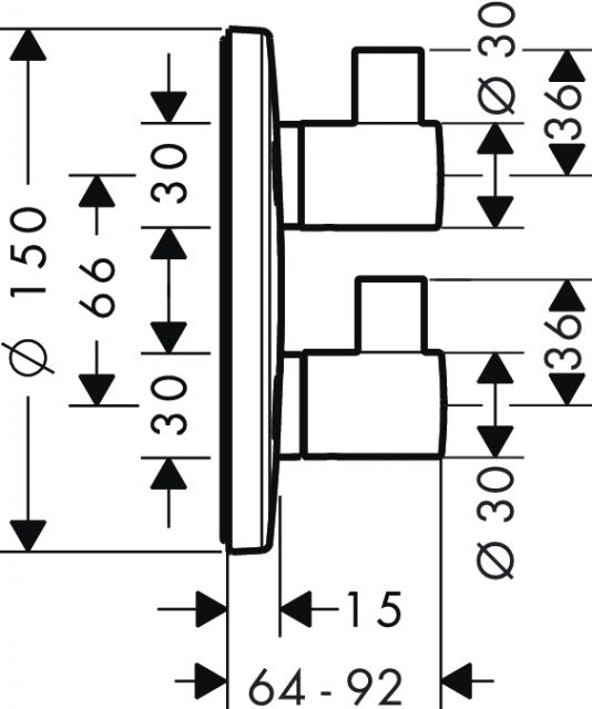 Запорный/переключающий вентиль iControl S, СМ, ¾’ Hansgrohe. Технические характеристики