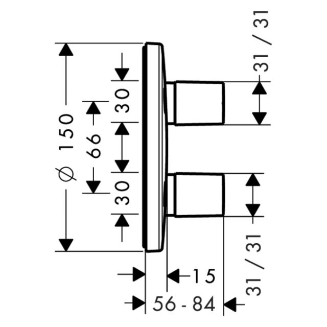 Запорный/переключающий вентиль iControl E, СМ, ¾’ Hansgrohe. Технические характеристики