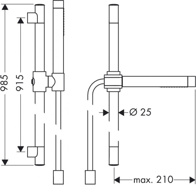 Душевой набор Axor Starck с ручным душем-палочкой 2jet, ½’ AXOR. Технические характеристики
