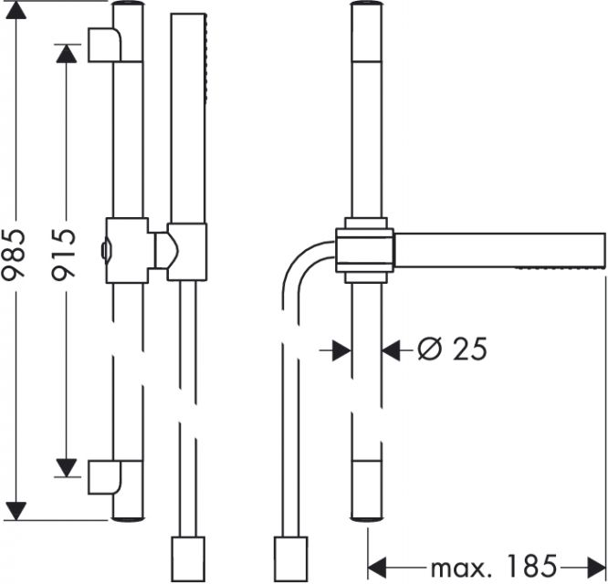 Душевой набор Axor Starck с ручным душем-палочкой 1jet, ½’ AXOR. Технические характеристики