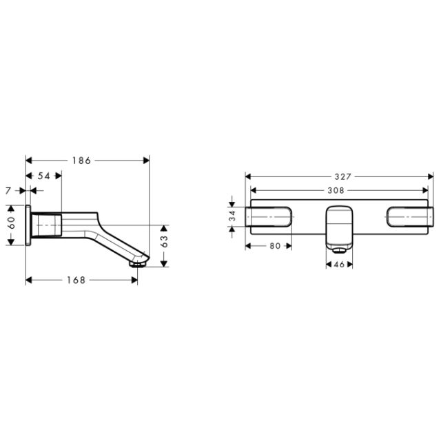 Смеситель для раковины, на 3 отверстия, с панелью и коротким изливом, СМ AXOR. Технические характеристики