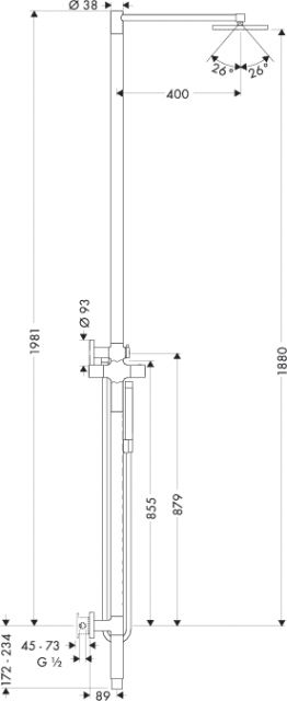 Душевая колонна с термостатом и верхним душем Ø 240 мм, ½’ AXOR. Технические характеристики