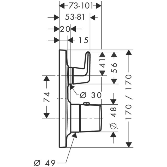 Термостат с запорным/переключающим вентилем, СМ AXOR. Технические характеристики