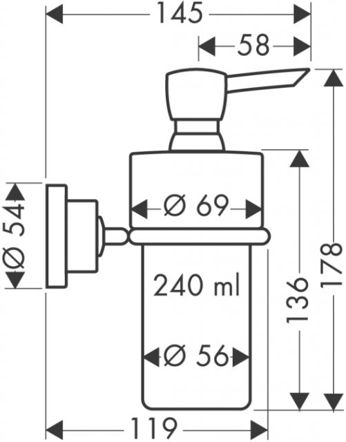 Дозатор для жидкого мыла AXOR. Технические характеристики