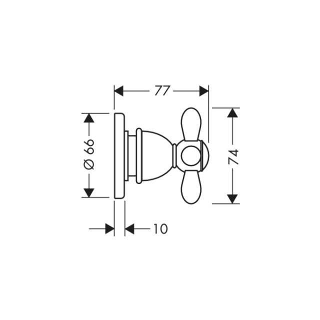 Запорный вентиль, с крестовой рукояткой, СМ, ½’ / ¾’ AXOR. Технические характеристики