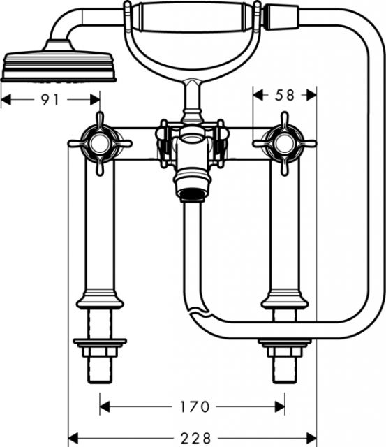 Смеситель на край ванны, с двумя рукоятками, ½’ AXOR. Технические характеристики