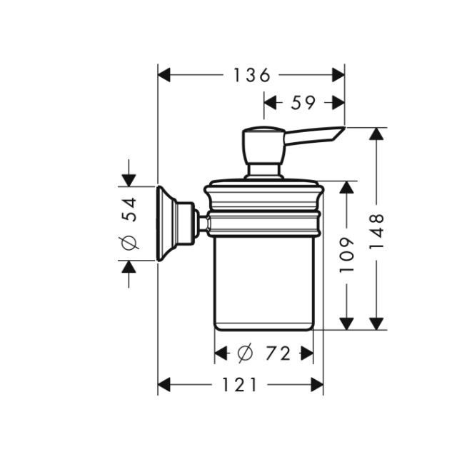 Дозатор для жидкого мыла AXOR. Технические характеристики
