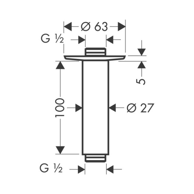 Потолочное подсоединение 100 мм, ½’ AXOR. Технические характеристики